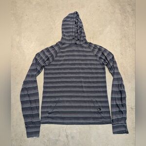Prana Momentum Hoodie Men's M Striped Gray Flaw